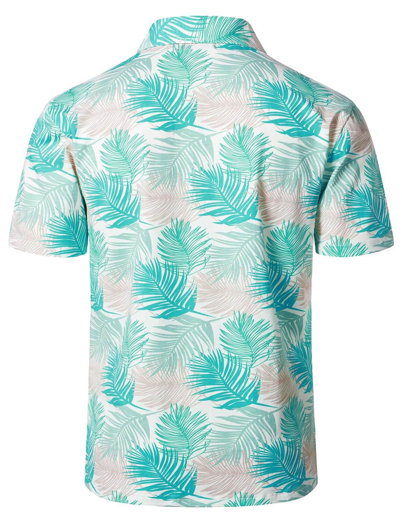 Men's Floral Tropical Print Cotton Summer Short Sleeve Sports Golf Polo Shirt