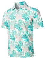 Men's Floral Tropical Print Cotton Summer Short Sleeve Sports Golf Polo Shirt