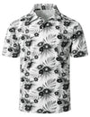 Men's Tropical Floral Print Cotton Vacation Sports Golf Short Sleeve Polo Shirt