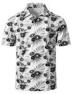 Men's Tropical Floral Print Cotton Vacation Sports Golf Short Sleeve Polo Shirt