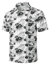 Men's Tropical Floral Print Cotton Vacation Sports Golf Short Sleeve Polo Shirt