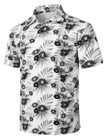 Men's Tropical Floral Print Cotton Vacation Sports Golf Short Sleeve Polo Shirt