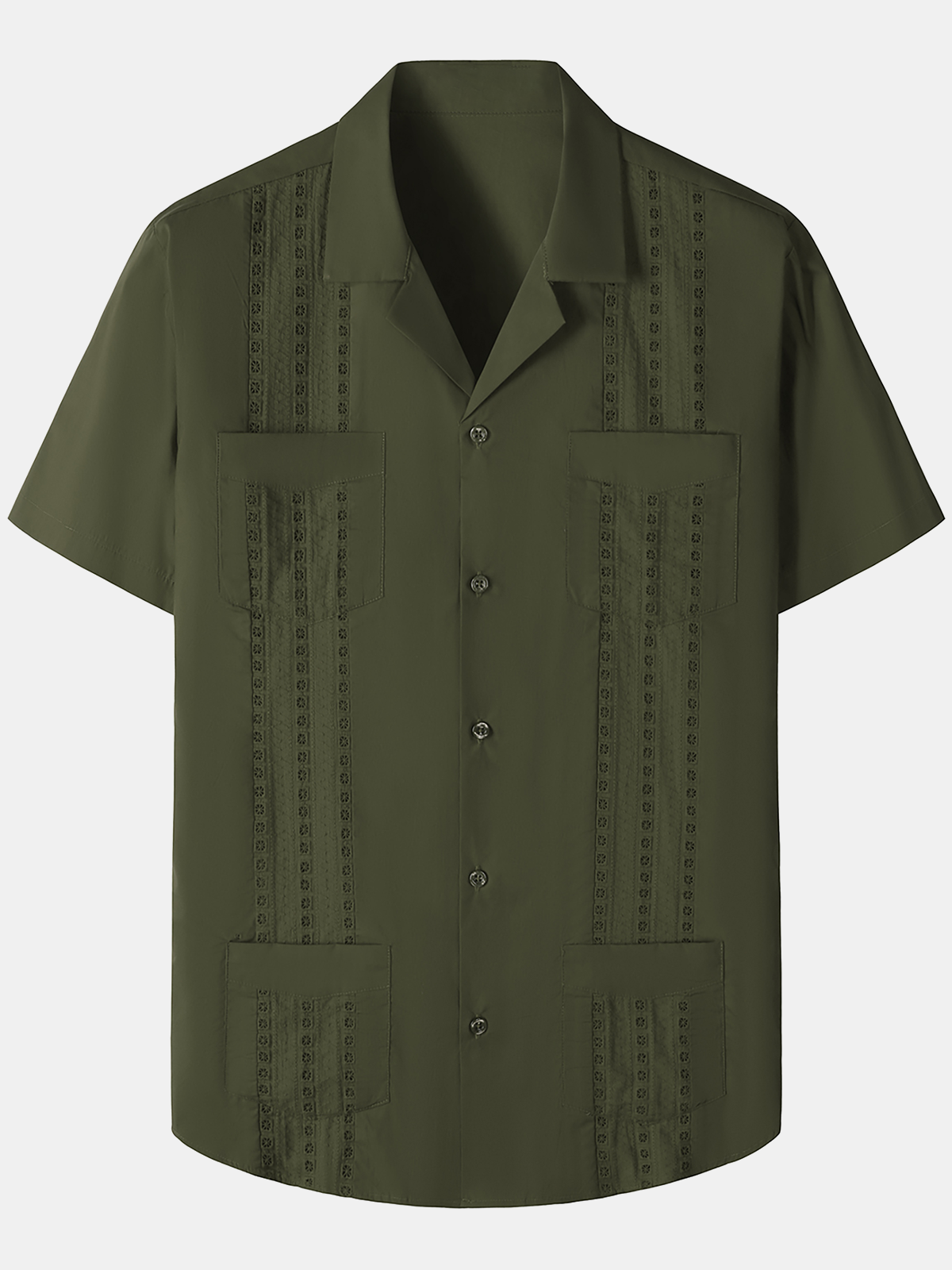 Men's Guayabera Cuban Short Sleeve Casual Button Beach Shirt