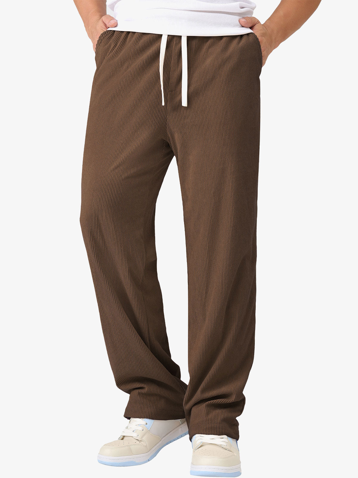 Men's Casual Elastic Waist Drawstring Corduroy Pants