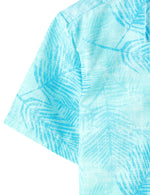 Men's Light Blue Tropical Print Beach Holiday Pocket Short Sleeve Shirt