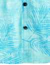 Men's Light Blue Tropical Print Beach Holiday Pocket Short Sleeve Shirt