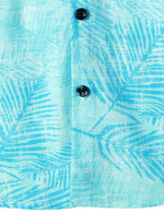 Men's Light Blue Tropical Print Beach Holiday Pocket Short Sleeve Shirt