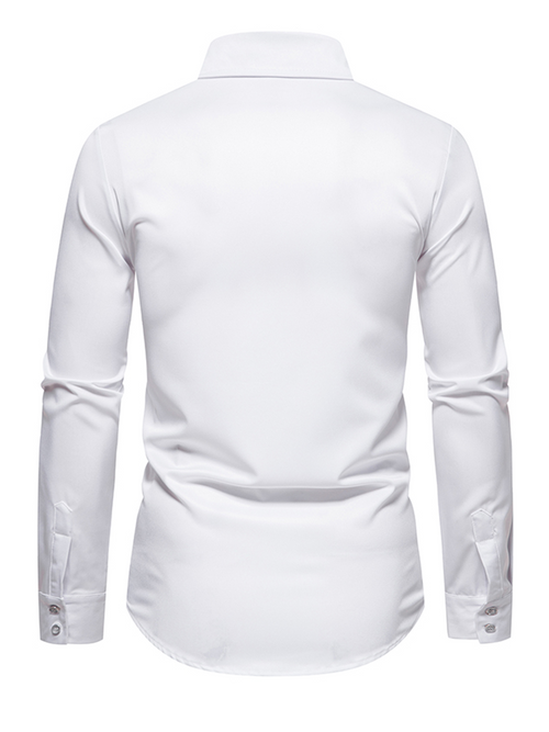 Men's Rose Embroidered Floral Button Up Long Sleeve Dress Shirt