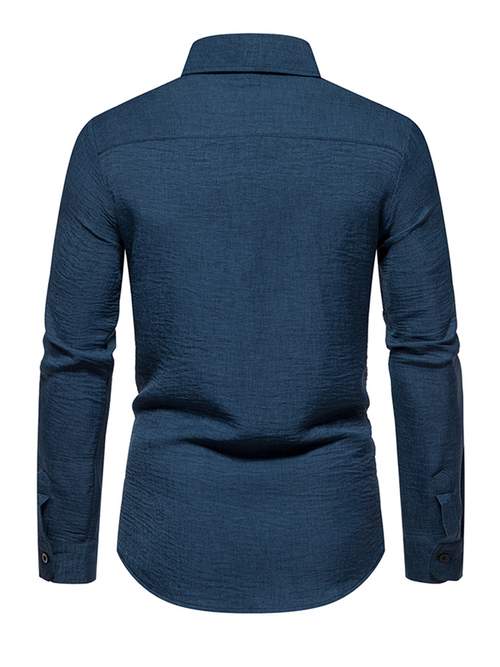 Men's Solid Color Button Up Long Sleeve  Classic Casual Shirt