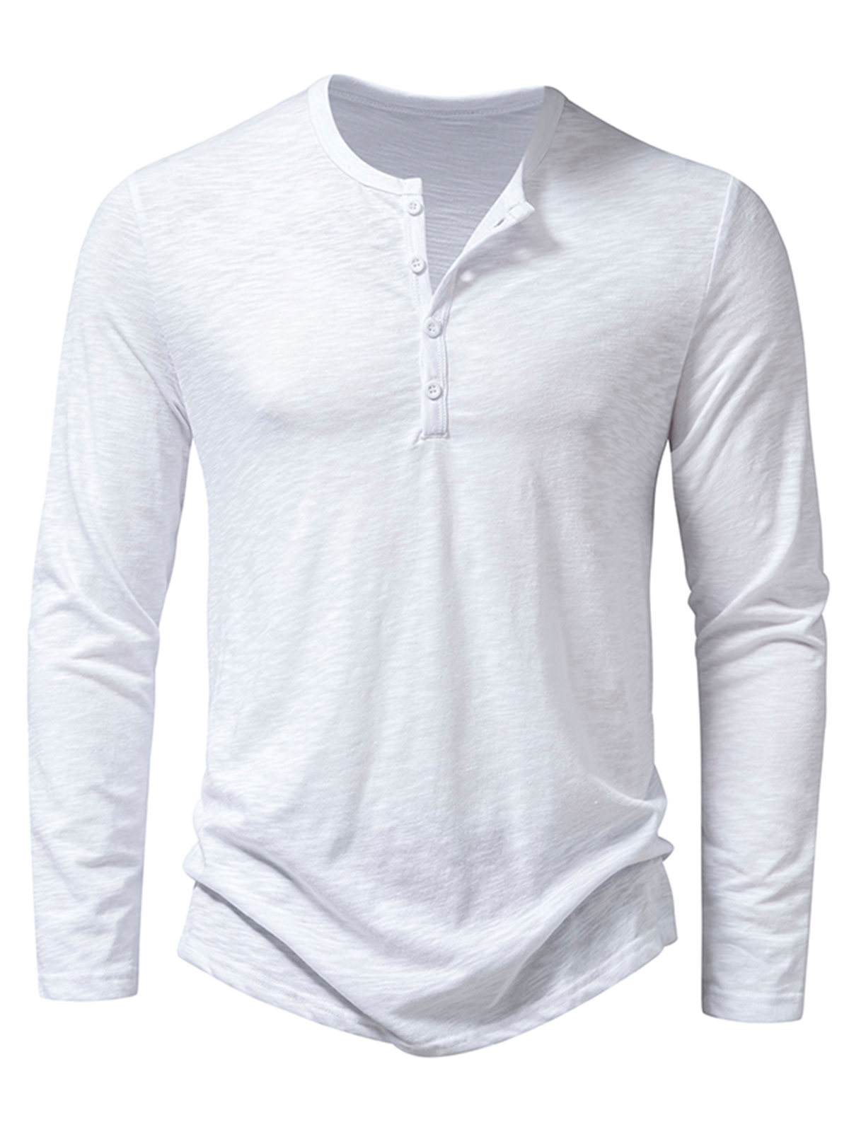 Men's Henley Collar Casual Tee Solid Color T-Shirt