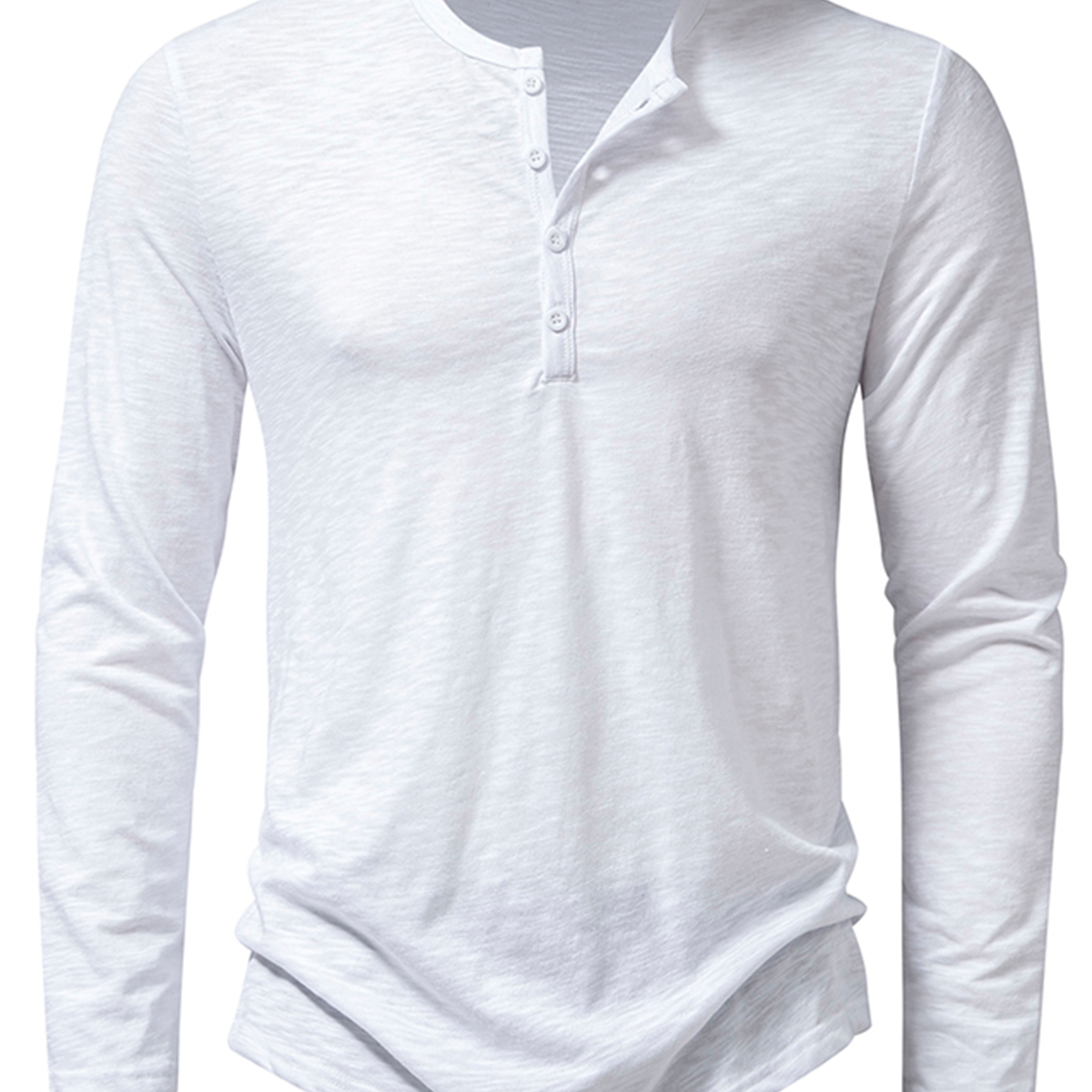 Men's Henley Collar Casual Tee Solid Color T-Shirt