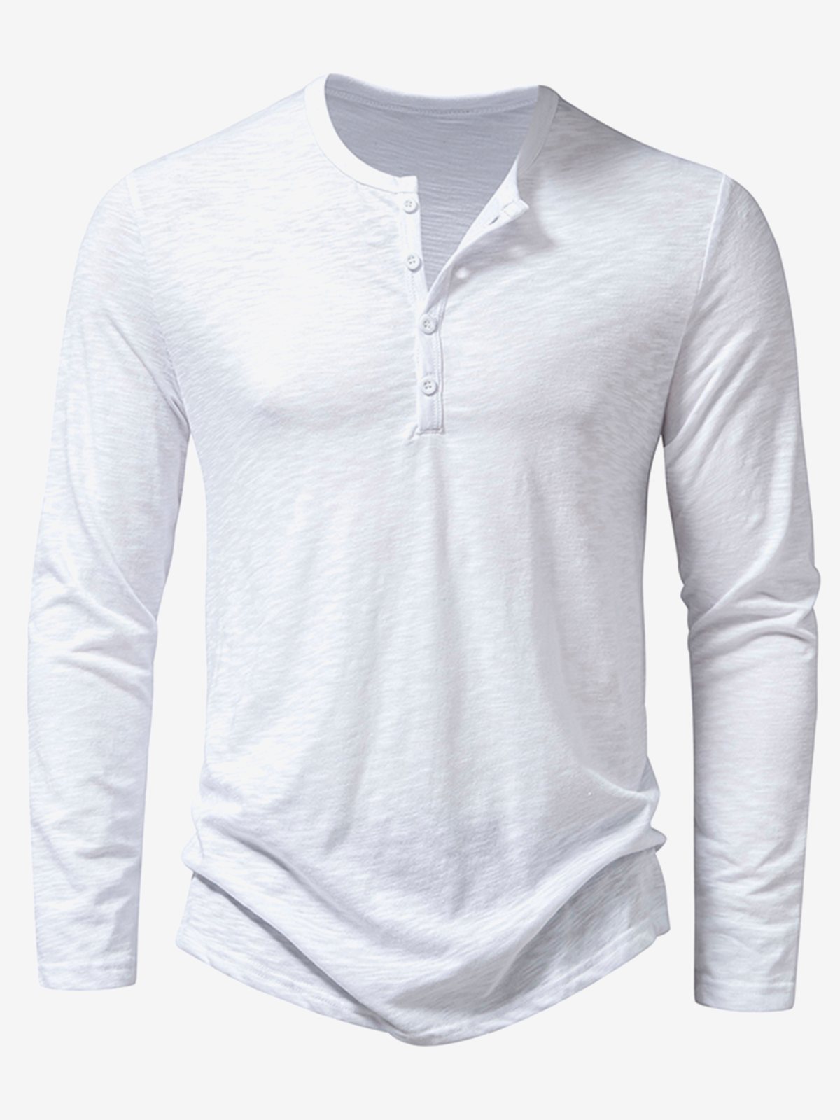 Men's Henley Collar Casual Tee Solid Color T-Shirt