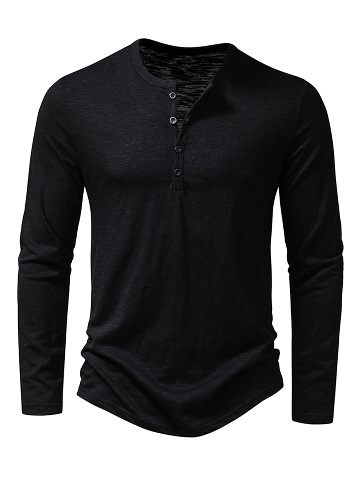 Men's Henley Collar Casual Tee Solid Color T-Shirt