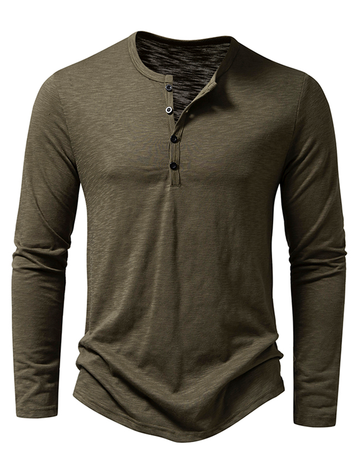 Men's Henley Collar Casual Tee Solid Color T-Shirt