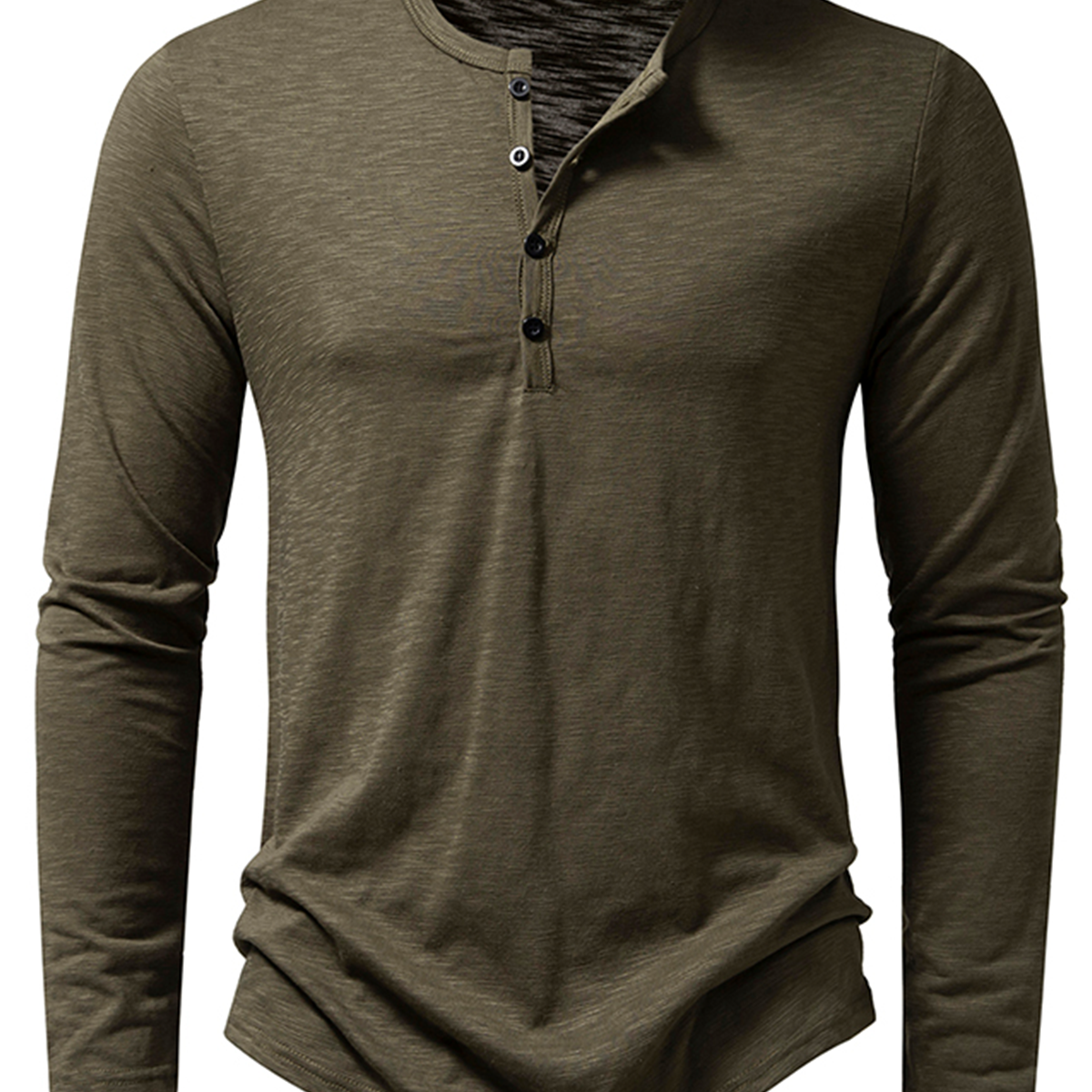 Men's Henley Collar Casual Tee Solid Color T-Shirt