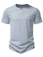 Men's V-Neck Cotton Casual Solid Color Short Sleeve T-Shirt