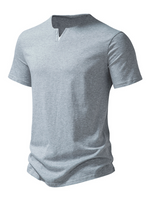 Men's V-Neck Cotton Casual Solid Color Short Sleeve T-Shirt