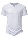 Men's V-Neck Cotton Casual Solid Color Short Sleeve T-Shirt