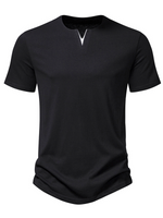 Men's V-Neck Cotton Casual Solid Color Short Sleeve T-Shirt