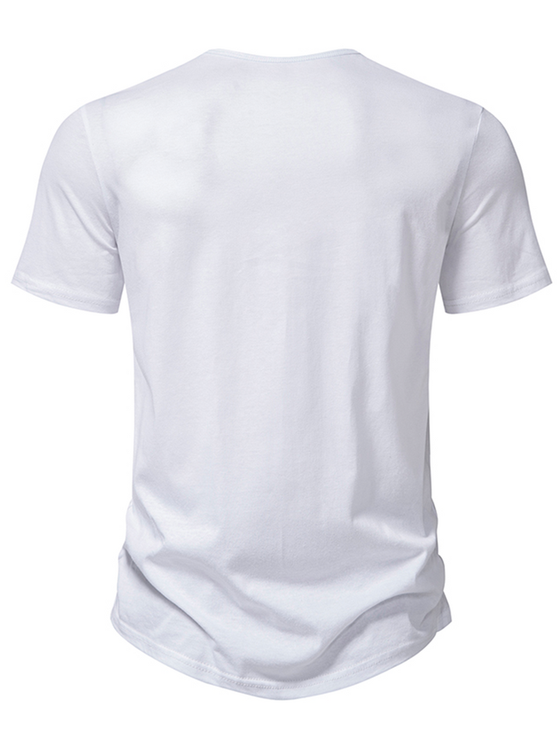 Men's V-Neck Cotton Casual Solid Color Short Sleeve T-Shirt