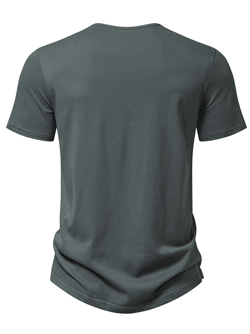 Men's V-Neck Cotton Casual Solid Color Short Sleeve T-Shirt