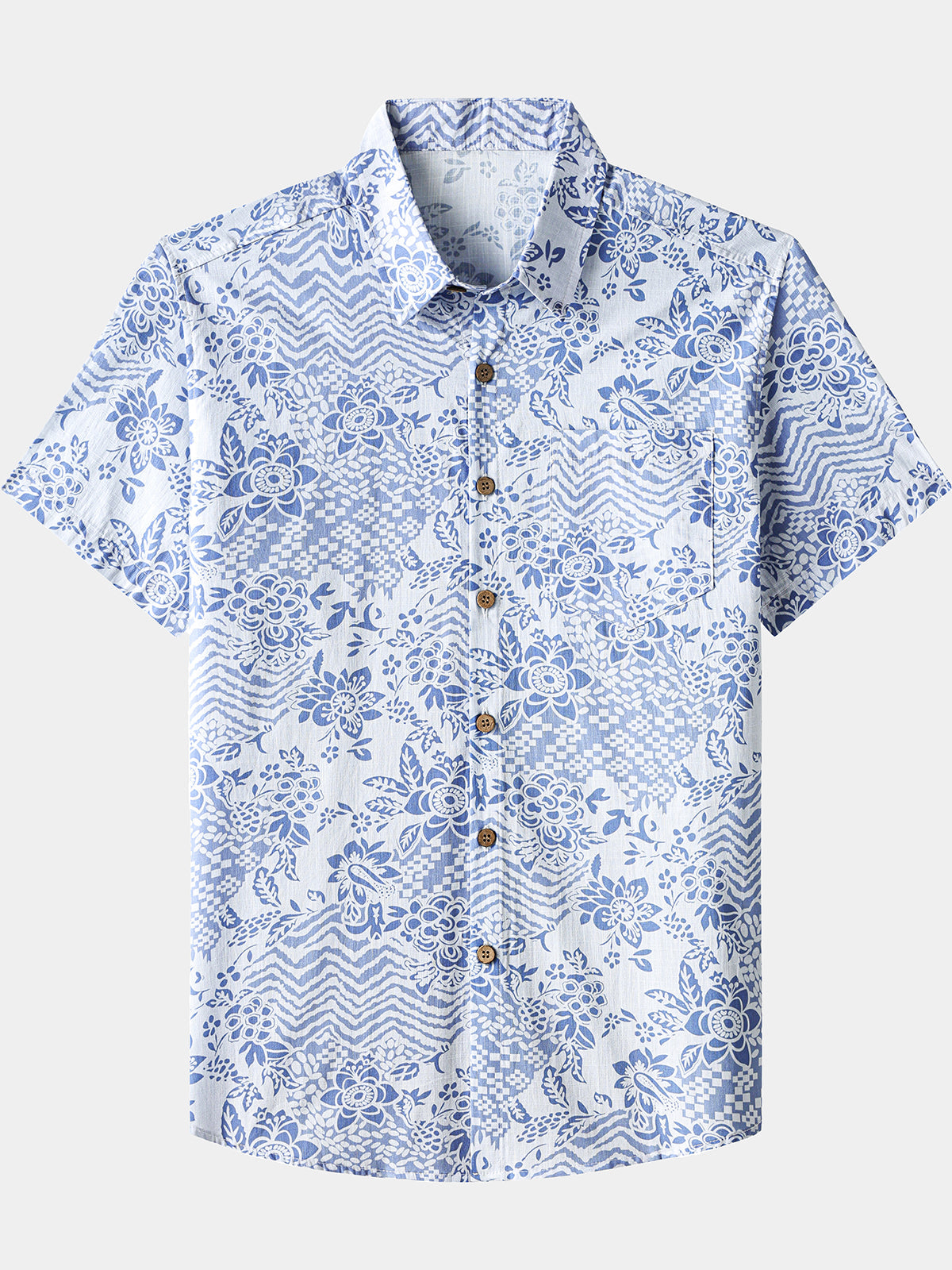 Men’s Vintage Boho Printed Cotton Cool Comfort Beach Party Holiday Short Sleeve Shirt