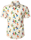 Men's Hula Dance Concert Print Beach Cotton Button Up Hawaiian Tropical Casual Summer Short Sleeve Shirt