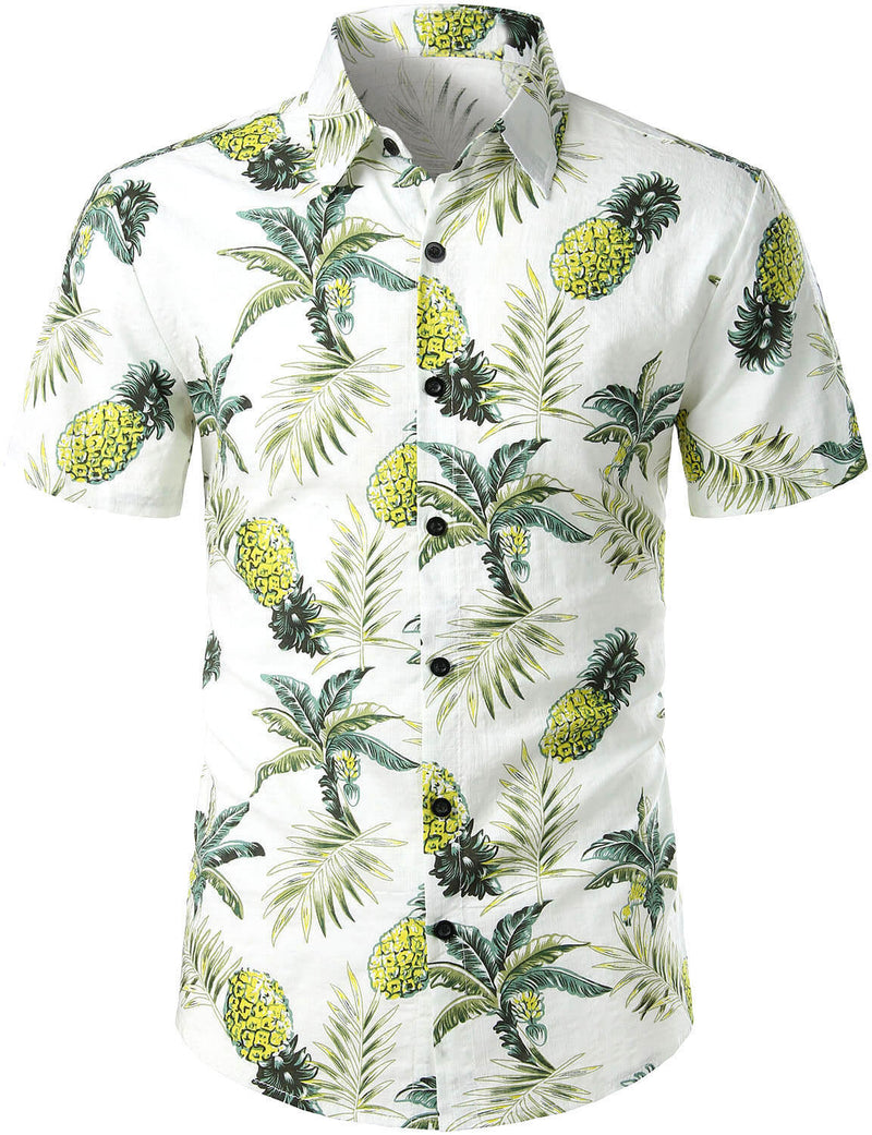 Men's Pineapple Print Hawaiian Cotton Shirt