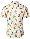Men's Hula Dance Concert Print Beach Cotton Button Up Hawaiian Tropical Casual Summer Short Sleeve Shirt