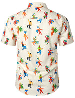 Men's Hula Dance Concert Print Beach Cotton Button Up Hawaiian Tropical Casual Summer Short Sleeve Shirt