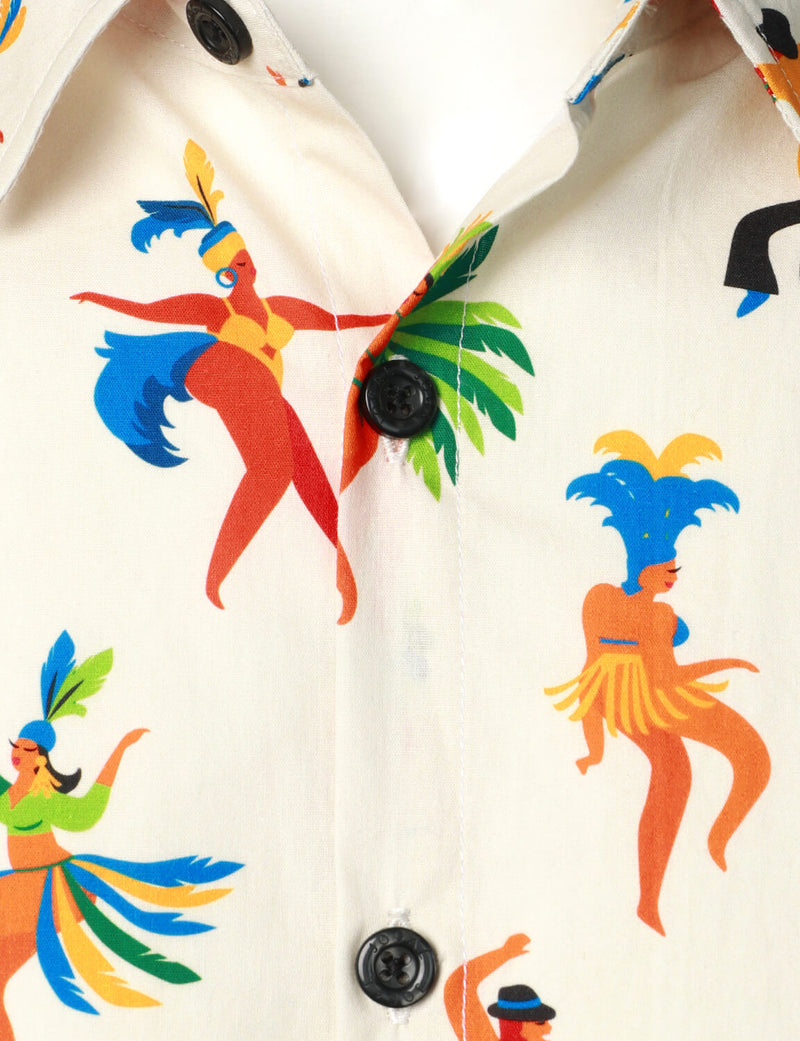 Men's Hula Dance Concert Print Beach Cotton Button Up Hawaiian Tropical Casual Summer Short Sleeve Shirt