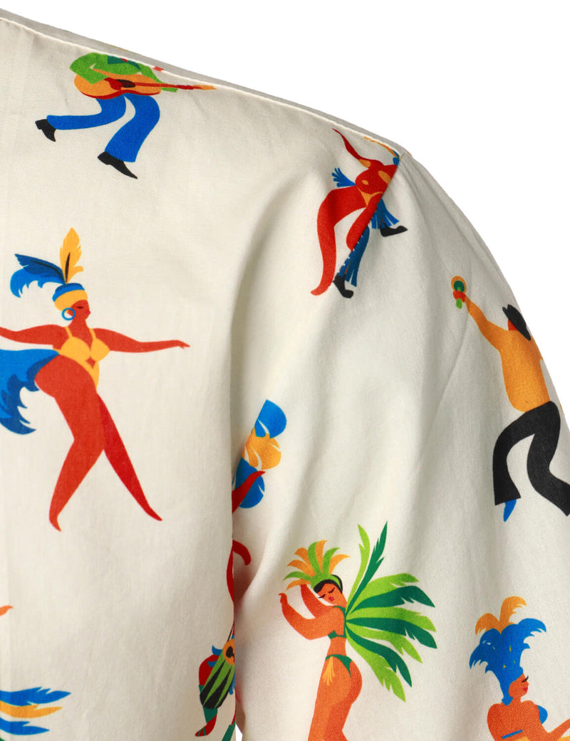 Men's Hula Dance Concert Print Beach Cotton Button Up Hawaiian Tropical Casual Summer Short Sleeve Shirt