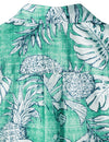 Men's Beach Tropical Pineapple Print Pocket Cool Short Sleeve Green Hawaiian Shirt