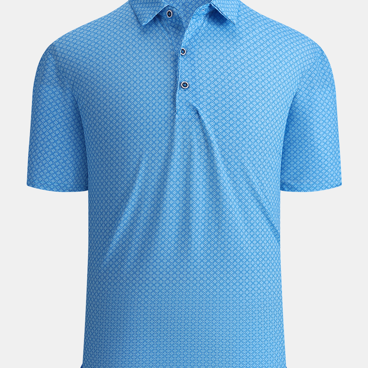Men's Casual Golf Print Summer Moisture Wicking Sports Short Sleeve Blue Polo Shirt
