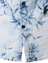 Men's Cotton Bamboo Art Print Button Summer Casual Short Sleeve Light Blue Hawaiian Shirt