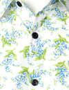 Men's Summer Casual Cotton Floral Print Button White Short Sleeve Shirt