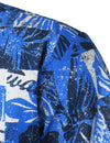 Men's Blue Tropical Print Short Sleeve Cotton Button Up Hawaiian Shirt