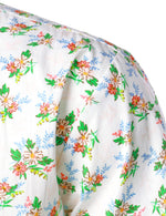 Men's Casual Cotton Breathable Floral Print White Short Sleeve Hawaiian Shirt