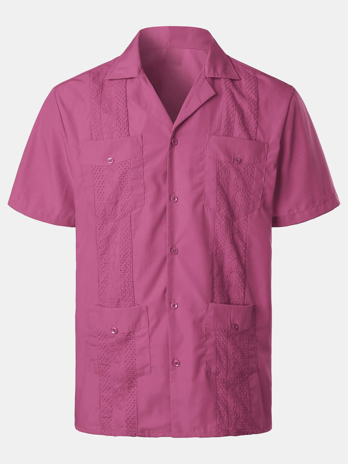 Men's Embroidery Cuban Guayabera Summer Cool Short Sleeve Button Up Shirt