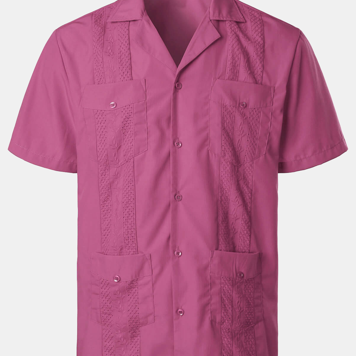 Men's Embroidery Cuban Guayabera Summer Cool Short Sleeve Button Up Shirt