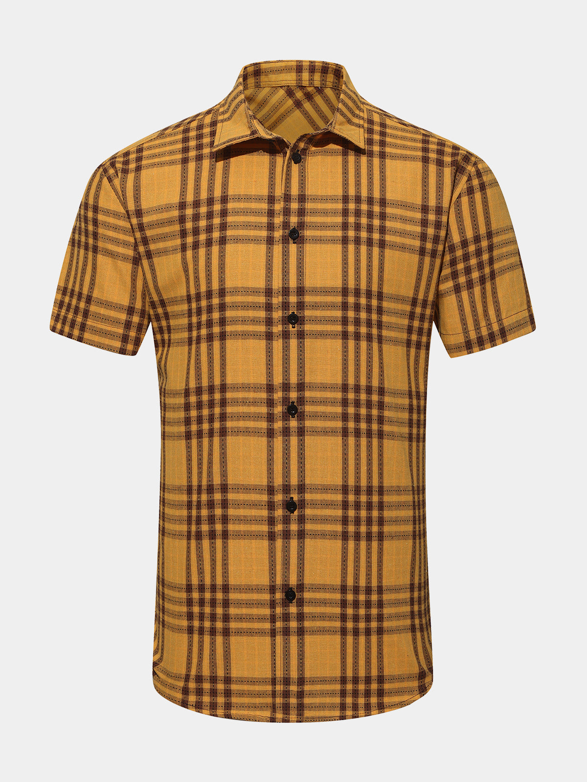 Men's Yellow Plaid Sleeveless Casual Shirt
