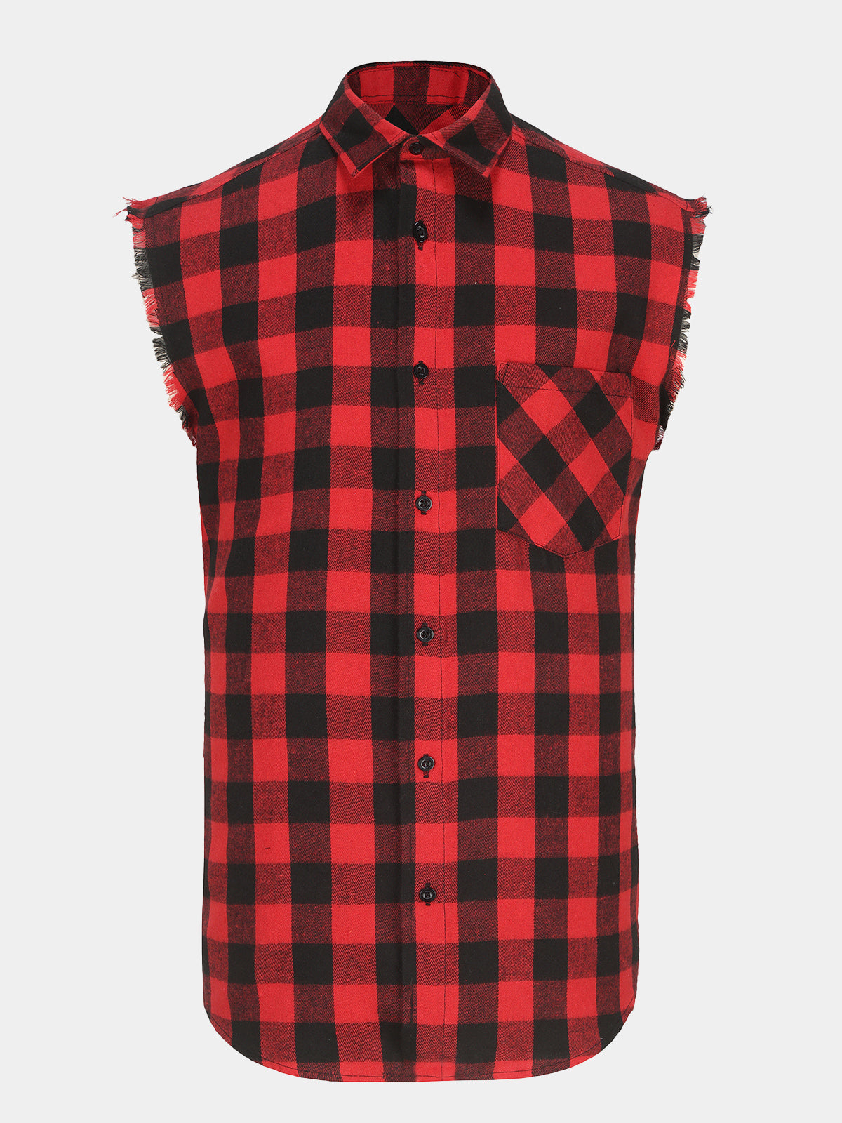 Men's Casual Plaid Sleeveless Beach Shirt