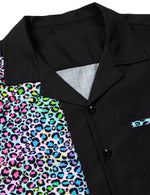 Men's 50's Leopard Print Button Up Cotton Bowling Summer Short Sleeve Shirt