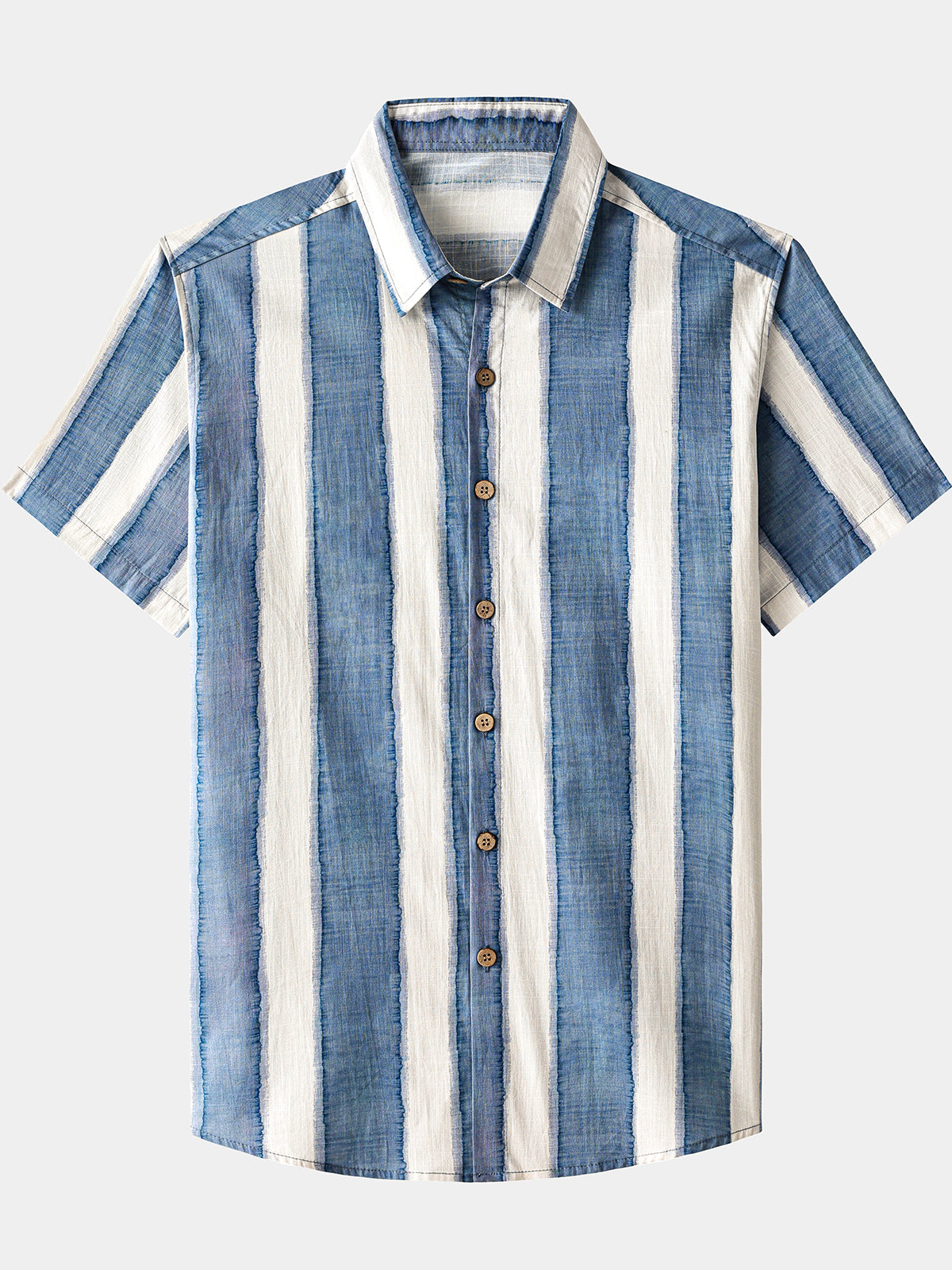 Men’s Retro Casual Stripe Cotton Cool Comfort Beach Party Holiday Short Sleeve Shirt