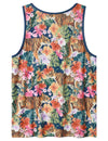 Men's Tiger And Floral Sleeveless Hawaiian Shirt Summer Beach Tank Tops