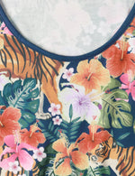 Men's Tiger And Floral Sleeveless Hawaiian Shirt Summer Beach Tank Tops
