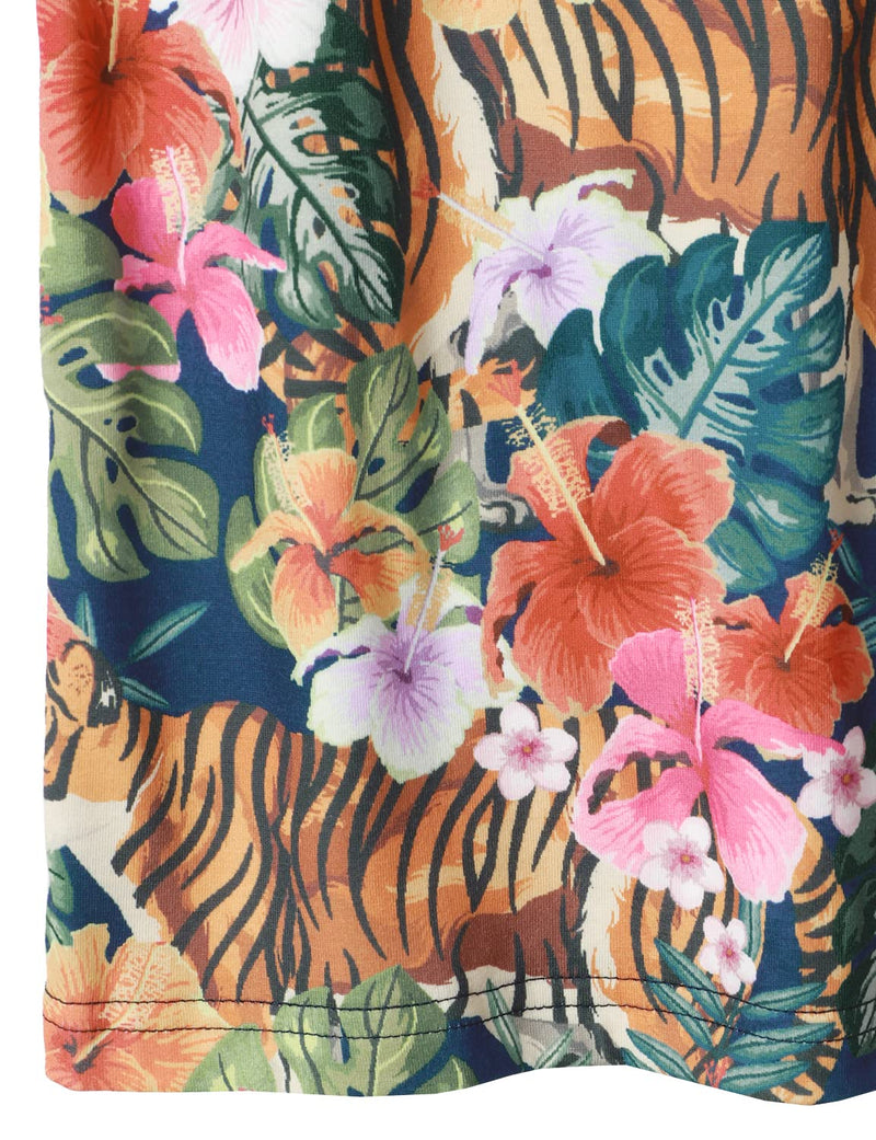 Men's Tiger And Floral Sleeveless Hawaiian Shirt Summer Beach Tank Tops