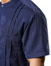 Men's Casual Summer Floral Jacquard Henley Pocket Vacation Hawaiian Short Sleeve Shirt