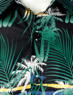 Men's Tropical Casual Cotton Vacation Beach Button Up Short Sleeve Green Hawaiian Shirt