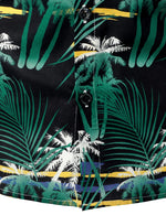 Men's Tropical Casual Cotton Vacation Beach Button Up Short Sleeve Green Hawaiian Shirt